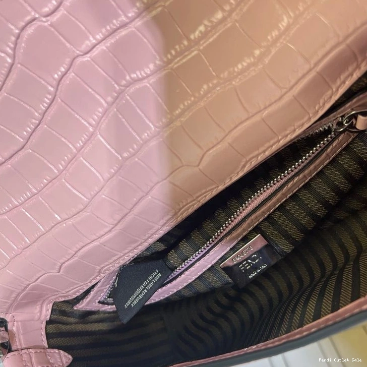 Cheap Fendi Tiffany Baguette Crocodile In Pink Medium Bag Leather 0710